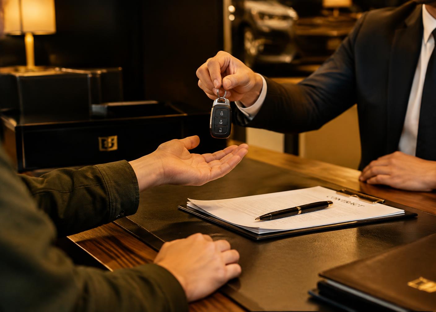 Car keys being handed over